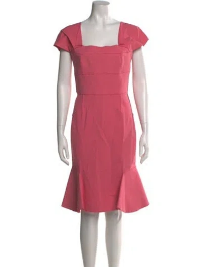 Pre-owned Bergdorf Goodman Square Neckline Knee-length Dress In Pink