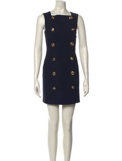 Pre-owned Bergdorf Goodman Square Neckline Mini Dress In Blue