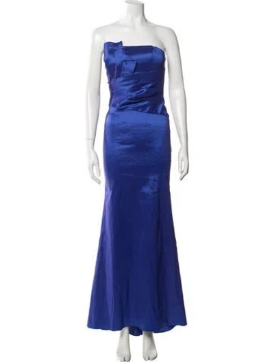 Pre-owned Bergdorf Goodman Strapless Long Dress In Blue