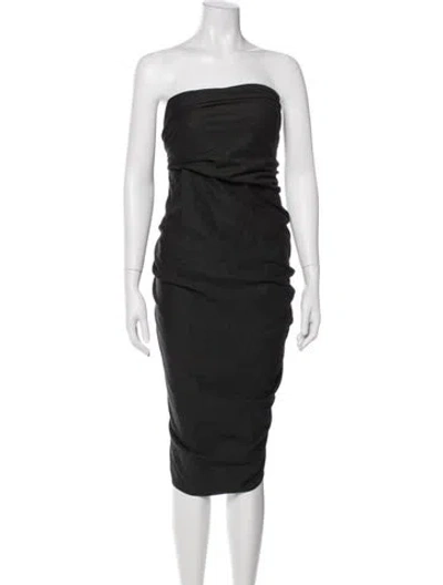 Pre-owned Bergdorf Goodman Strapless Midi Length Dress In Black