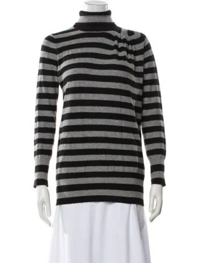 Pre-owned Bergdorf Goodman Striped Turtleneck Sweater In Gray