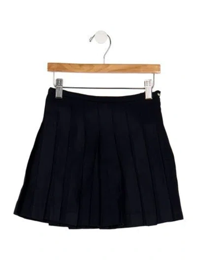 Pre-owned Bergdorf Goodman Babies' Toddler Girls' Wool Pleated Skirt In Blue