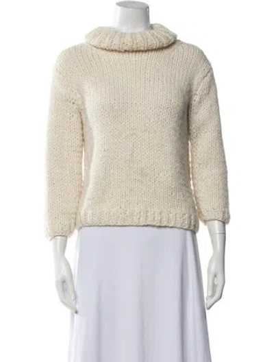 Pre-owned Bergdorf Goodman Turtleneck Sweater In Neutrals