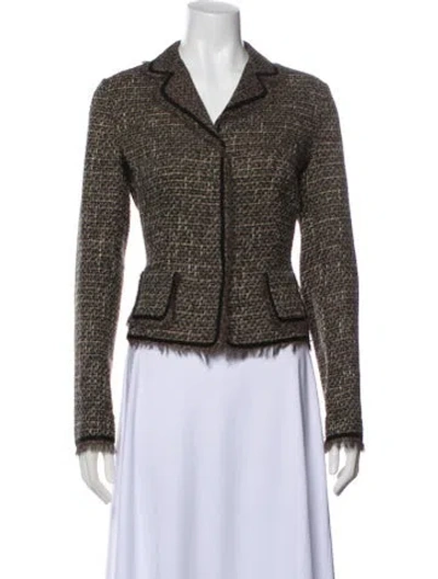 Pre-owned Bergdorf Goodman Tweed Pattern Blazer In Blue