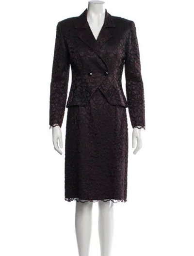 Pre-owned Bergdorf Goodman Vintage Lace Pattern Dress Set In Black