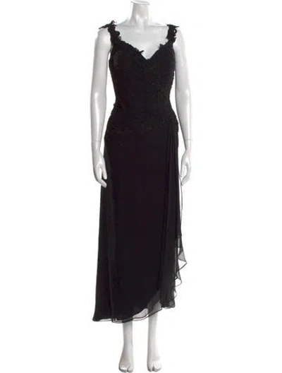 Pre-owned Bergdorf Goodman Vintage Long Dress In Black