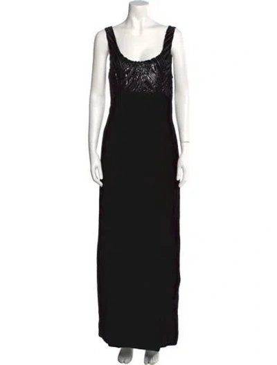 Pre-owned Bergdorf Goodman Vintage Midi Length Dress In Black