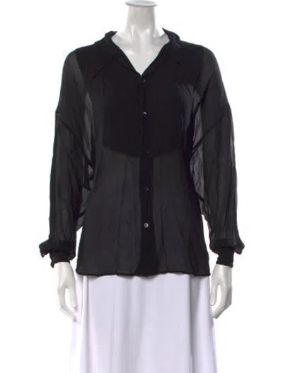 Pre-owned Bergdorf Goodman Vintage Silk Top In Black