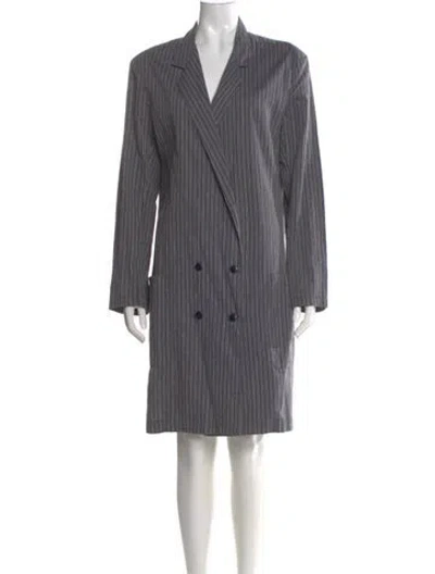 Pre-owned Bergdorf Goodman Vintage Striped Coat In Gray