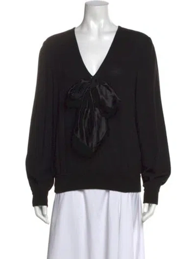 Pre-owned Bergdorf Goodman Vintage V-neck Sweater In Black