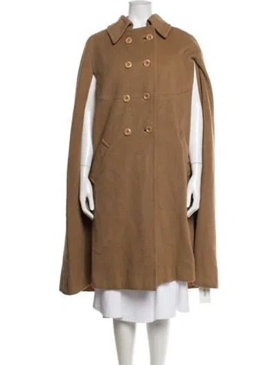 Pre-owned Bergdorf Goodman Vintage Wool Cape In Brown