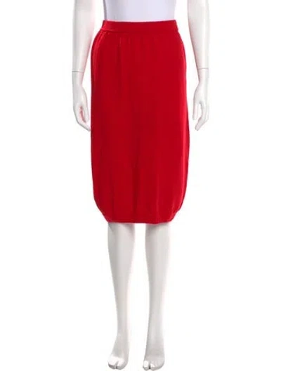 Pre-owned Bergdorf Goodman Virgin Wool Knee-length Skirt In Red
