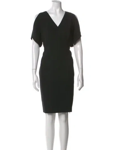 Pre-owned Bergdorf Goodman V-neck Knee-length Dress In Black
