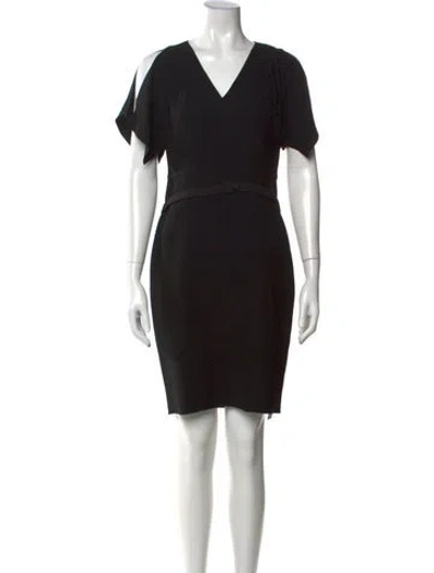 Pre-owned Bergdorf Goodman V-neck Knee-length Dress In Black