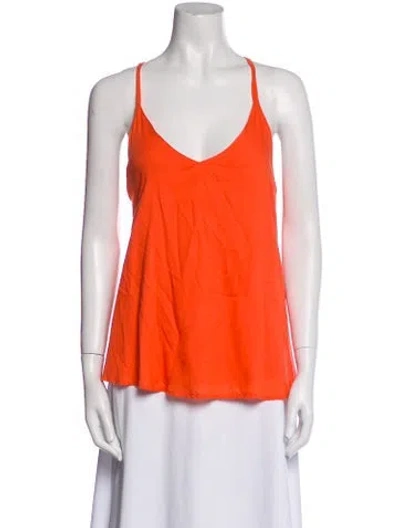 Pre-owned Bergdorf Goodman V-neck Sleeveless Top In Orange