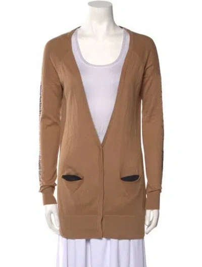 Pre-owned Bergdorf Goodman V-neck Sweater In Brown