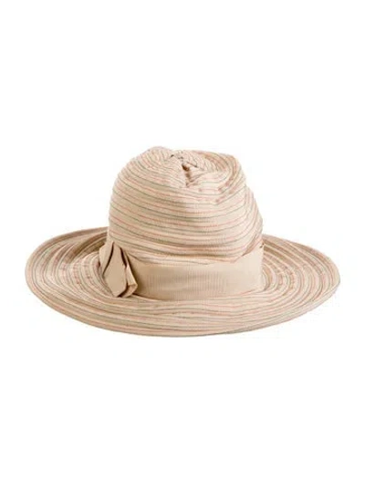 Pre-owned Bergdorf Goodman Wide Brim Sun Hat In Neutrals
