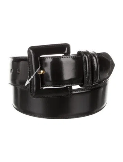 Pre-owned Bergdorf Goodman Wide Leather Belt In Black
