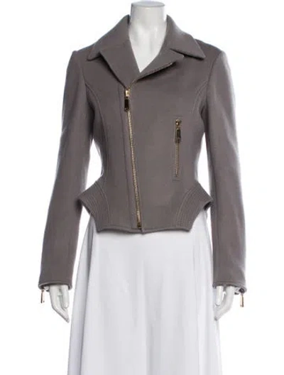 Pre-owned Bergdorf Goodman Wool Biker Jacket In Grey