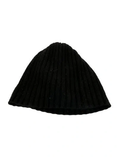 Pre-owned Bergdorf Goodman Wool Black Ribbed Beanie