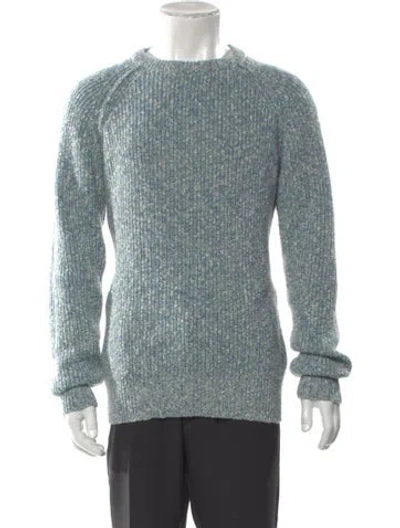 Pre-owned Bergdorf Goodman Wool Crew Neck Pullover In Blue