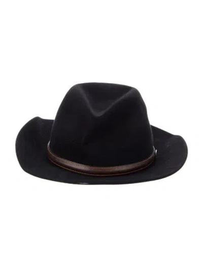 Pre-owned Bergdorf Goodman Wool Fedora Hat In Black