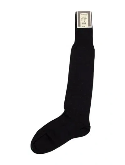 Pre-owned Bergdorf Goodman Wool Knee Socks W/tags In Blue