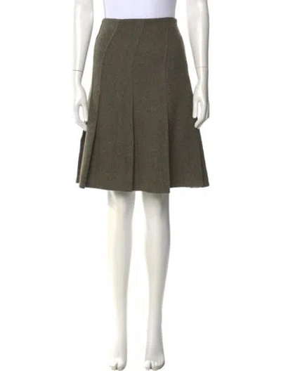 Pre-owned Bergdorf Goodman Wool Knee-length Skirt In Green