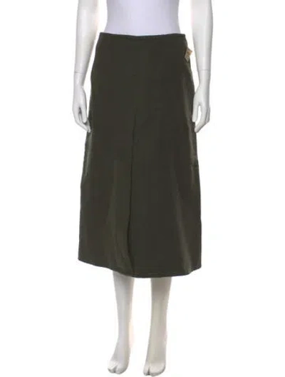 Pre-owned Bergdorf Goodman Wool Midi Length Skirt W/ Tags In Green