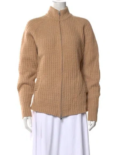 Pre-owned Bergdorf Goodman Wool Open Front Sweater In Neutrals