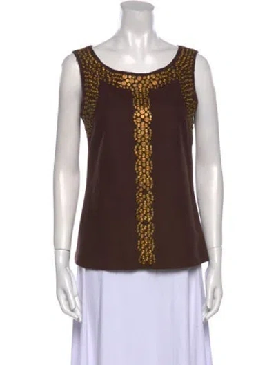 Pre-owned Bergdorf Goodman Wool Scoop Neck Top In Brown