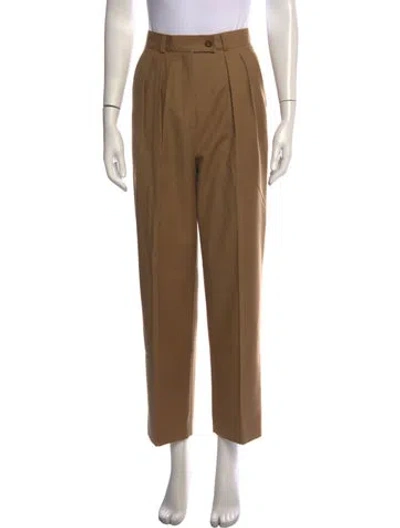 Pre-owned Bergdorf Goodman Wool Straight Leg Pants In Brown