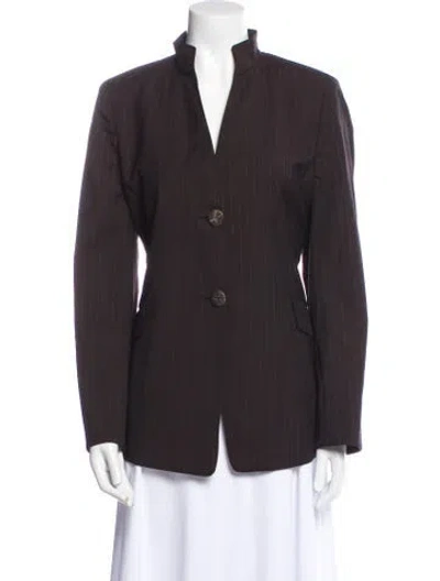 Pre-owned Bergdorf Goodman Wool Striped Blazer In Brown