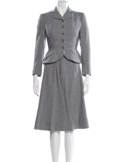 Pre-owned Bergdorf Goodman Wool Striped Set In Gray