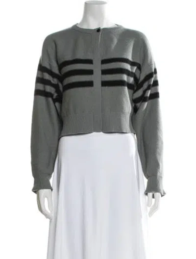 Pre-owned Bergdorf Goodman Wool Striped Sweater In Green