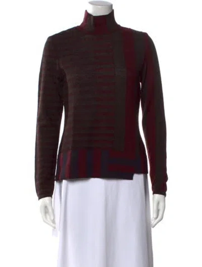 Pre-owned Bergdorf Goodman Wool Striped Top In Brown