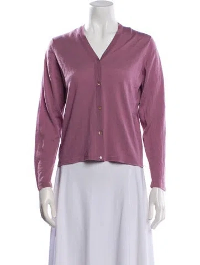 Pre-owned Bergdorf Goodman Wool V-neck Sweater In Purple