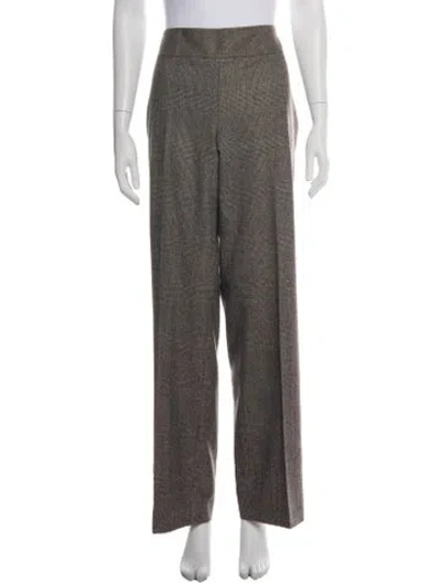 Pre-owned Bergdorf Goodman Wool Wide Leg Pants In Brown