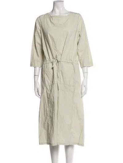 Pre-owned Bergfabel Bateau Neckline Midi Length Dress In Green