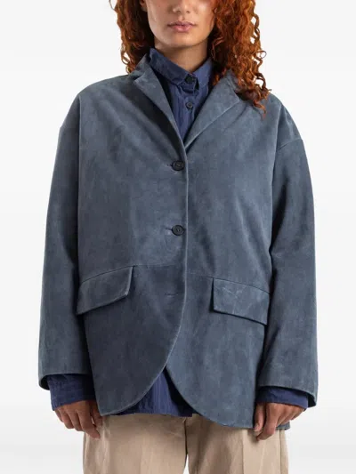 Bergfabel Bella Leather Jacket In Blue