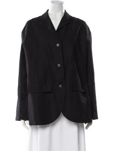 Pre-owned Bergfabel Linen Blazer In Black