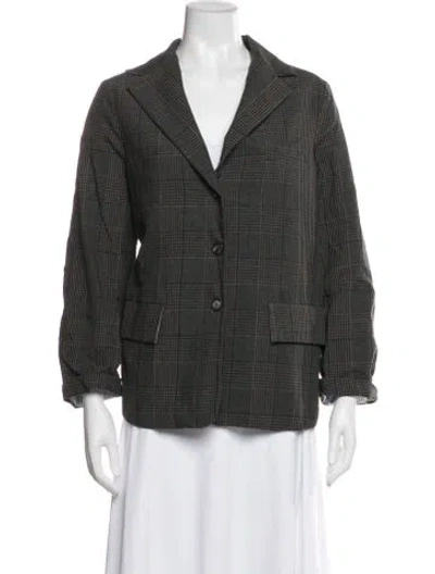 Pre-owned Bergfabel Linen Plaid Print Blazer In Neutral