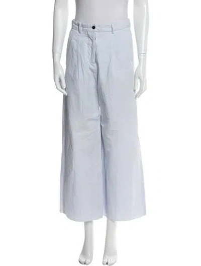 Pre-owned Bergfabel Linen Wide Leg Pants In Blue