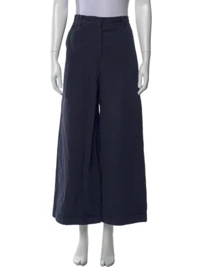 Pre-owned Bergfabel Linen Wide Leg Pants In Blue