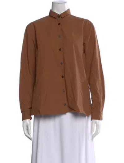 Pre-owned Bergfabel Long Sleeve Button-up Top In Brown