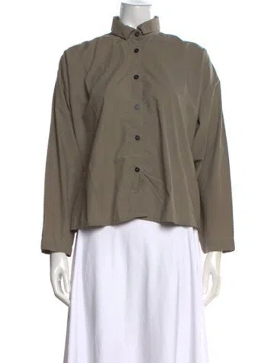 Pre-owned Bergfabel Long Sleeve Button-up Top In Green