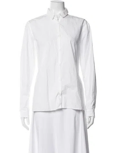 Pre-owned Bergfabel Long Sleeve Button-up Top In White