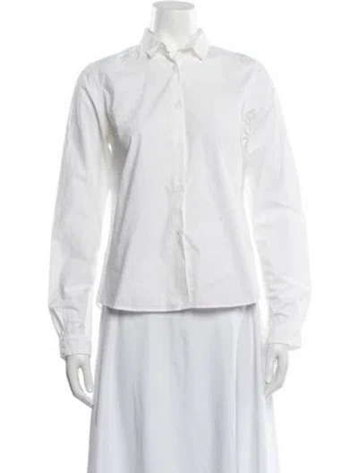 Pre-owned Bergfabel Long Sleeve Button-up Top In White