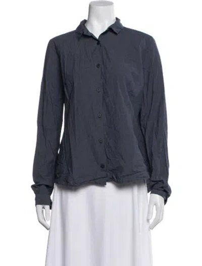 Pre-owned Bergfabel Patterned Long Sleeve Button-up Top In Blue