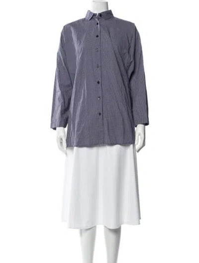 Pre-owned Bergfabel Plaid Print Long Sleeve Button-up Top In Purple